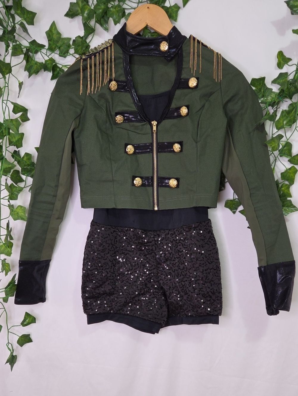 Weissman. Black Sequin W/Jacket. Dance Costume. Size LC. Like New